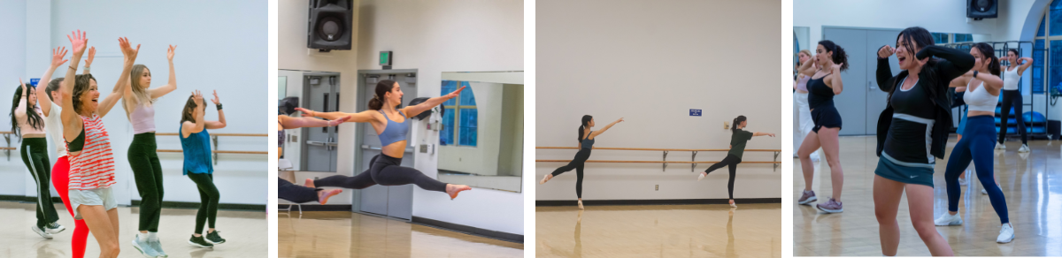 Four photos of UCLA Recreation dance instructional classes