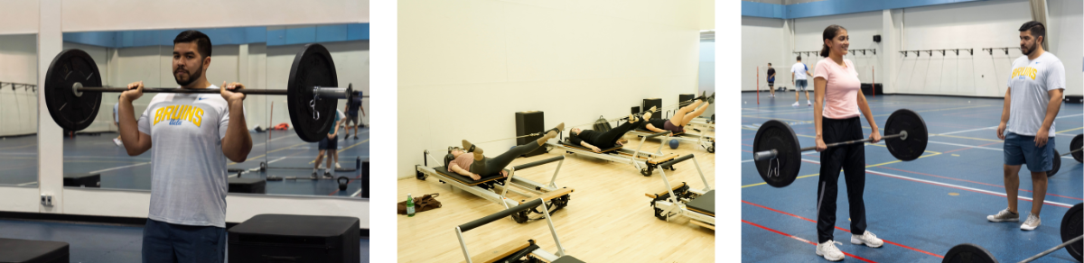 Three photos of UCLA Recreation Fitness Instructional Classes