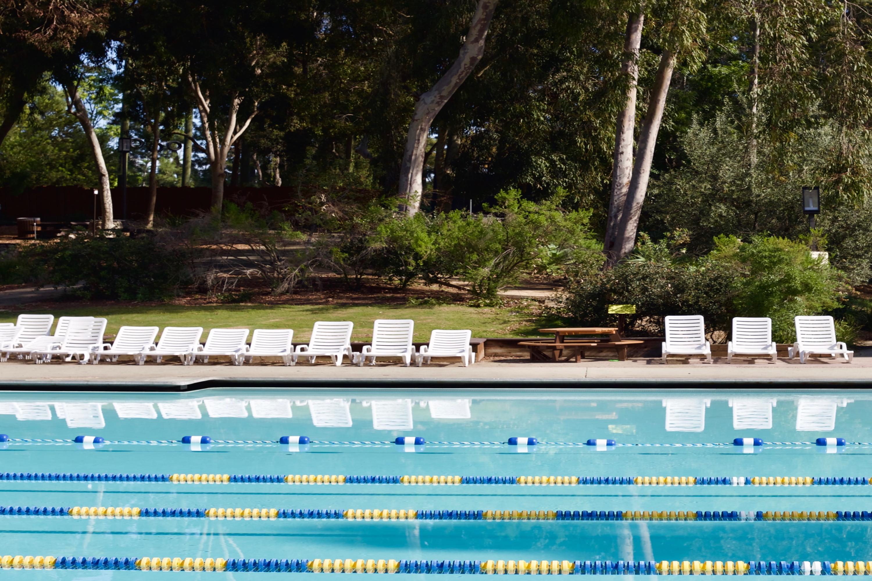 Image of Sunset Rec pool and chairs.