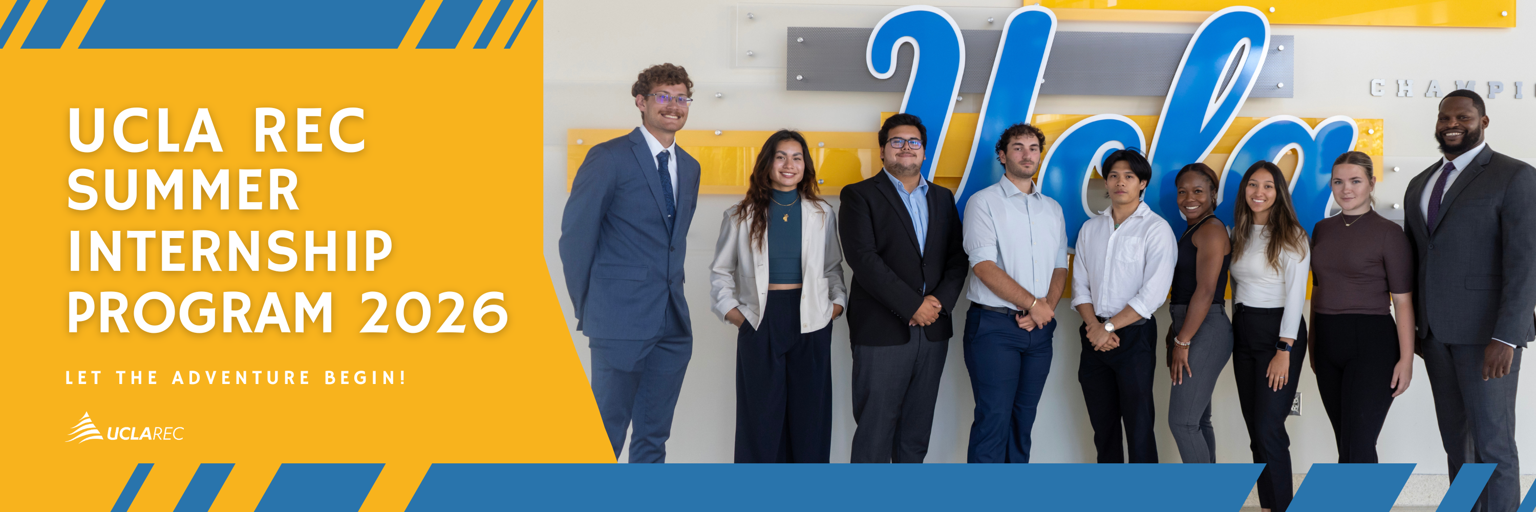 ucla rec summer internship program 2026. Photo of 2024 cohort of 9 students