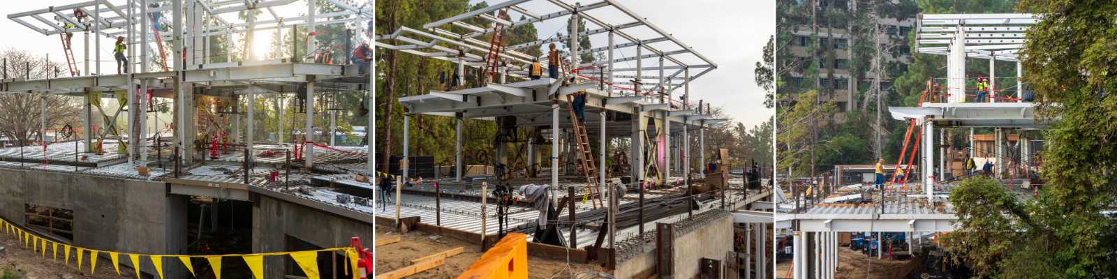 3 photos of the construction underway of the new SCRC building