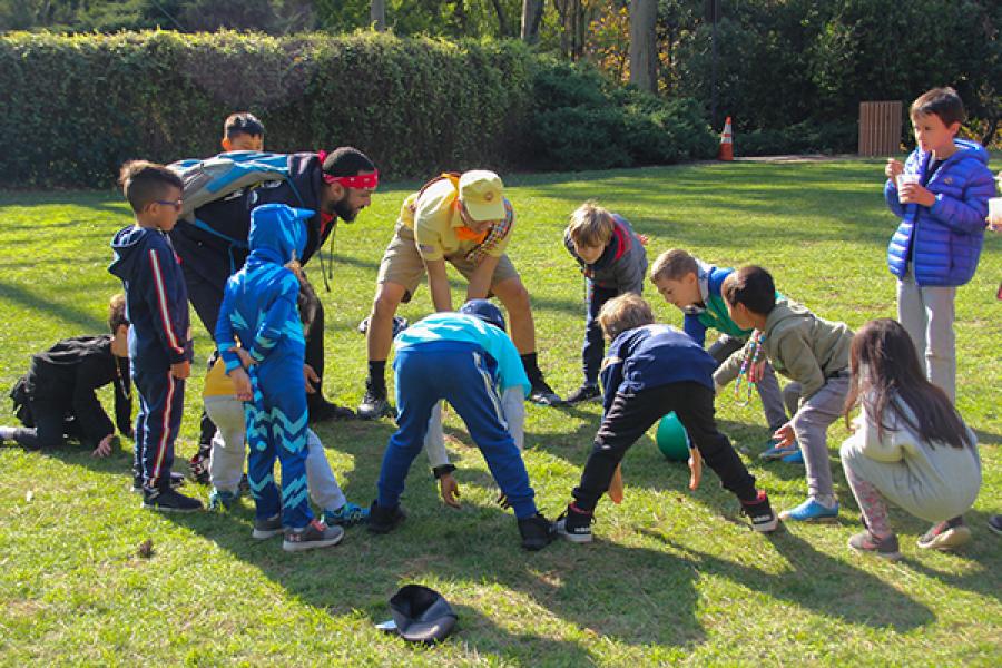 children outside playing a game