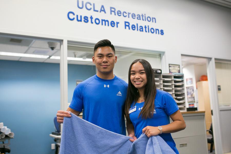 Two student employees smiling