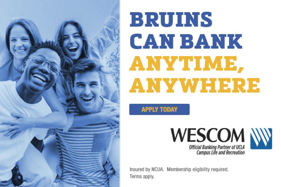 Wescom Ad - Bruins Can Bank anytime, anywhere. 